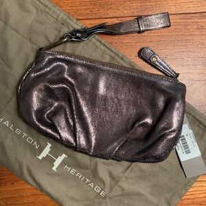 Halston Heritage Bronze Metallic Leather Wristlet